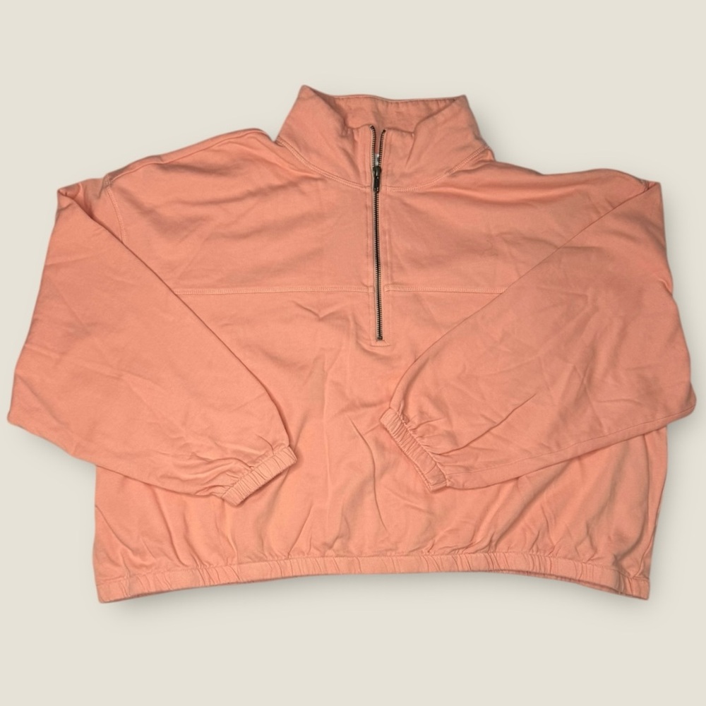NEW BP Peach Quarter-Zip Cropped‎ Sweatshirt cinched hem size 4X